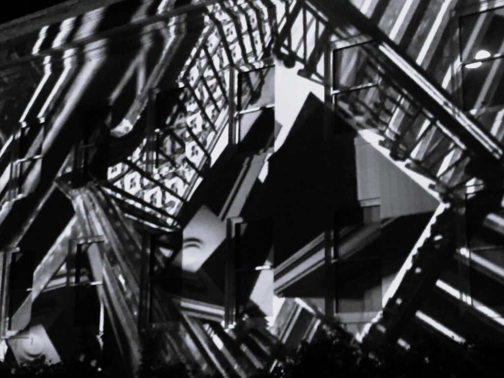 Maze of stairs viewed from above